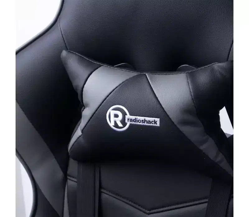 Silla de juego ergonómica estilo carreras – Negro/gris, reposapiés, soporte lumbar, 150 kg