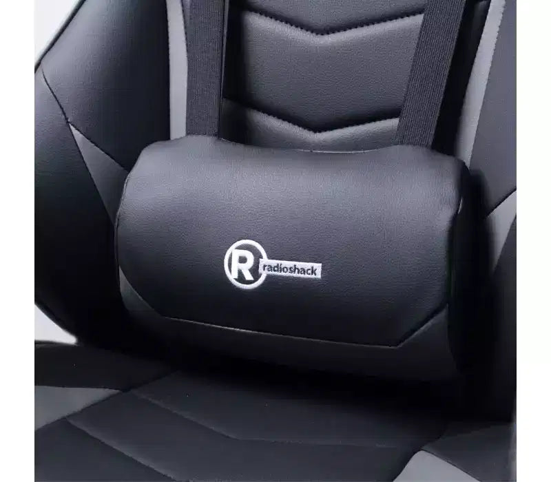 Silla de juego ergonómica estilo carreras – Negro/gris, reposapiés, soporte lumbar, 150 kg
