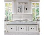 Mastgoal King Size Bed Frame with 51 Tall Headboard, 20 Roman Footboard, 3 Storage Drawers, No Box Spring Needed