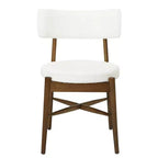 Juego de 2 sillas de comedor Okak Mid-Century, cómodas sillas de comedor Boucle con patas de madera de caucho y respaldo curvo, sillas auxiliares de cocina tapizadas