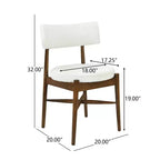 Juego de 2 sillas de comedor Okak Mid-Century, cómodas sillas de comedor Boucle con patas de madera de caucho y respaldo curvo, sillas auxiliares de cocina tapizadas