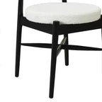 Juego de 2 sillas de comedor Okak Mid-Century, cómodas sillas de comedor Boucle con patas de madera de caucho y respaldo curvo, sillas auxiliares de cocina tapizadas