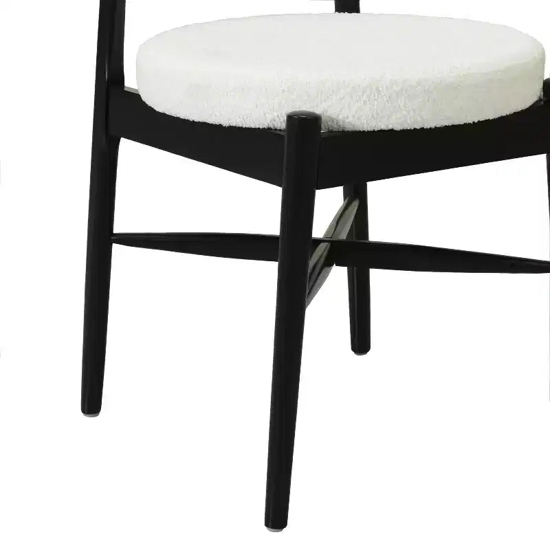 Juego de 2 sillas de comedor Okak Mid-Century, cómodas sillas de comedor Boucle con patas de madera de caucho y respaldo curvo, sillas auxiliares de cocina tapizadas