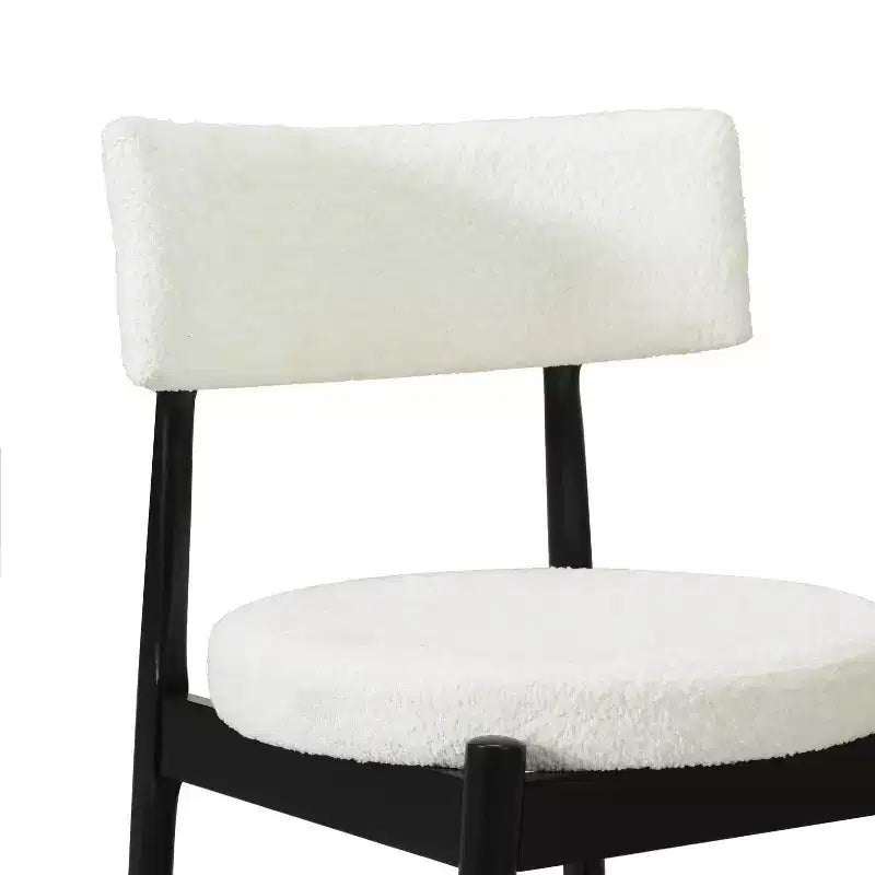 Juego de 2 sillas de comedor Okak Mid-Century, cómodas sillas de comedor Boucle con patas de madera de caucho y respaldo curvo, sillas auxiliares de cocina tapizadas