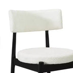 Juego de 2 sillas de comedor Okak Mid-Century, cómodas sillas de comedor Boucle con patas de madera de caucho y respaldo curvo, sillas auxiliares de cocina tapizadas