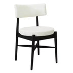 Juego de 2 sillas de comedor Okak Mid-Century, cómodas sillas de comedor Boucle con patas de madera de caucho y respaldo curvo, sillas auxiliares de cocina tapizadas
