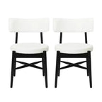 Juego de 2 sillas de comedor Okak Mid-Century, cómodas sillas de comedor Boucle con patas de madera de caucho y respaldo curvo, sillas auxiliares de cocina tapizadas
