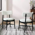 Juego de 2 sillas de comedor Okak Mid-Century, cómodas sillas de comedor Boucle con patas de madera de caucho y respaldo curvo, sillas auxiliares de cocina tapizadas