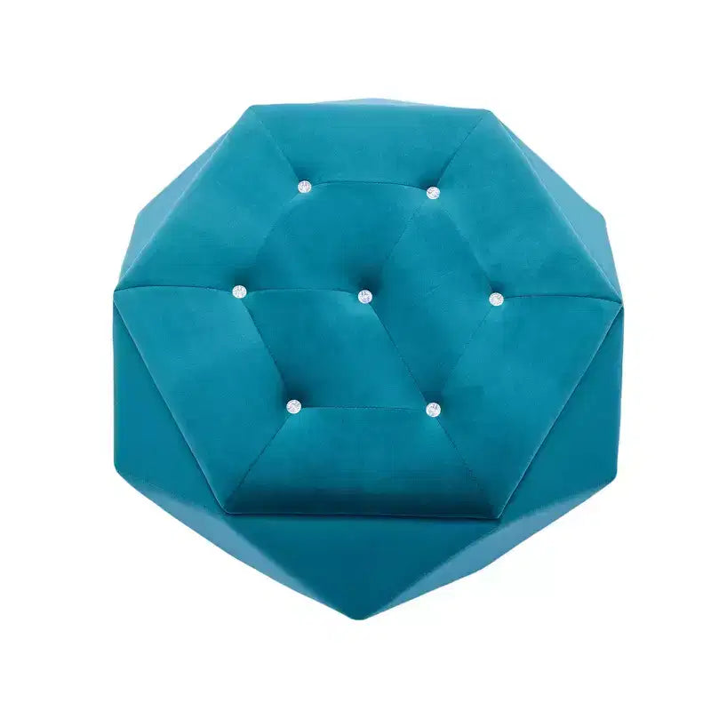 Puf otomano de almacenamiento hexagonal de terciopelo – Tapa capitoné, multifuncional, 150 kg de capacidad