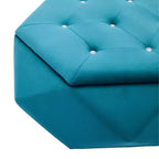 Puf otomano de almacenamiento hexagonal de terciopelo – Tapa capitoné, multifuncional, 150 kg de capacidad