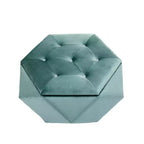 Puf otomano de almacenamiento hexagonal de terciopelo – Tapa capitoné, multifuncional, 150 kg de capacidad