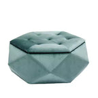 Puf otomano de almacenamiento hexagonal de terciopelo – Tapa capitoné, multifuncional, 150 kg de capacidad