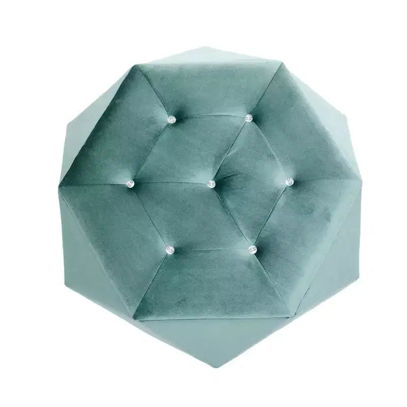 Puf otomano de almacenamiento hexagonal de terciopelo – Tapa capitoné, multifuncional, 150 kg de capacidad