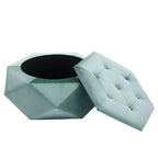 Puf otomano de almacenamiento hexagonal de terciopelo – Tapa capitoné, multifuncional, 150 kg de capacidad