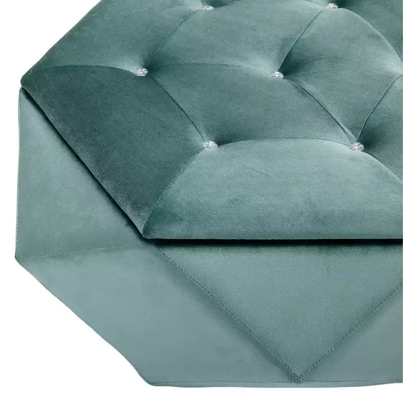 Puf otomano de almacenamiento hexagonal de terciopelo – Tapa capitoné, multifuncional, 150 kg de capacidad