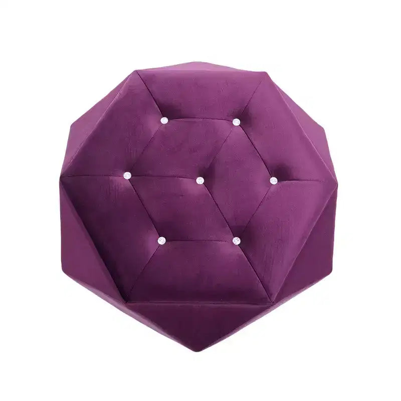 Puf otomano de almacenamiento hexagonal de terciopelo – Tapa capitoné, multifuncional, 150 kg de capacidad