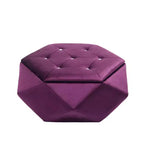 Puf otomano de almacenamiento hexagonal de terciopelo – Tapa capitoné, multifuncional, 150 kg de capacidad