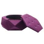 Puf otomano de almacenamiento hexagonal de terciopelo – Tapa capitoné, multifuncional, 150 kg de capacidad