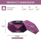 Puf otomano de almacenamiento hexagonal de terciopelo – Tapa capitoné, multifuncional, 150 kg de capacidad