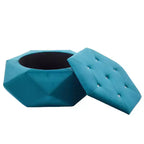 Puf otomano de almacenamiento hexagonal de terciopelo – Tapa capitoné, multifuncional, 150 kg de capacidad