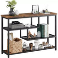 39.4 Narrow Sofa Table with 4 Tiers Storage Shelf Entryway Table, for Living Room, Foyer, Hallway, Entrance, Rustic Brown