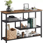 39.4 Narrow Sofa Table with 4 Tiers Storage Shelf Entryway Table, for Living Room, Foyer, Hallway, Entrance, Rustic Brown