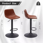 Juego de 2 taburetes de bar giratorios ajustables – Estilo Mid-Century, piel sintética, respaldo, color marrón