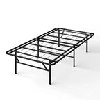 Estructura de cama de plataforma de metal negro, sin cabecero, individual/matrimonial, 1 persona