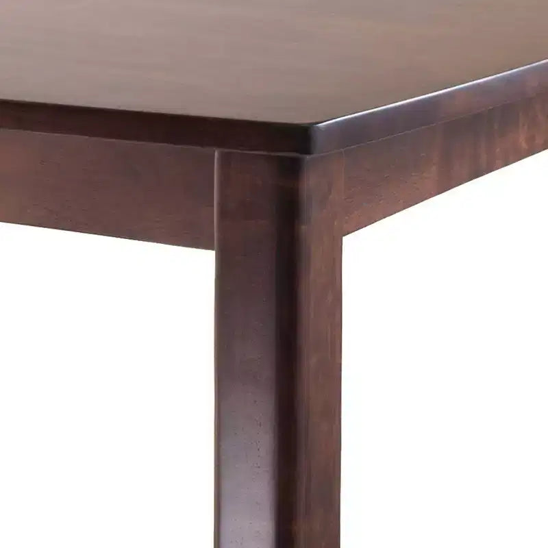Mesa Alta con Tapa Curva – Acabado Nogal, Patas Acampanadas, Madera Maciza, Base de 4 Puntos