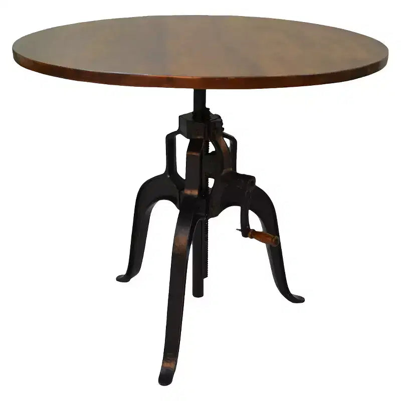 Carolina Living Reed Adjustable Crank Dining Table Chestnut/Black: 30 Inch Height, Rustic Style, Seats 4