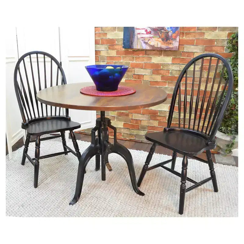 Mesa de comedor de manivela ajustable – Castaño/Negro, estilo rústico, 76 cm de altura, para 4 personas