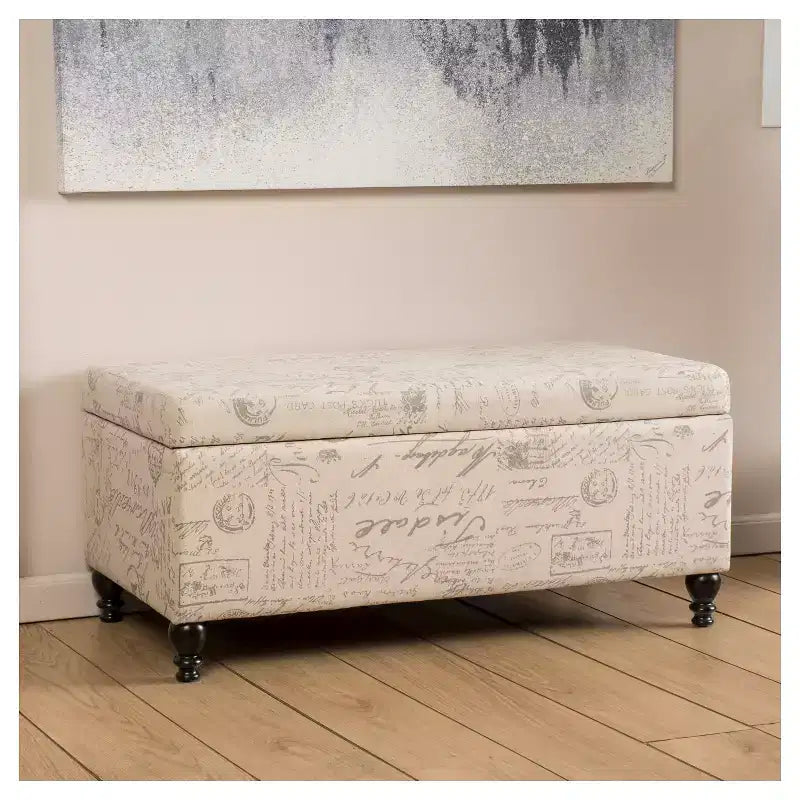 Luke Fabric Storage Ottoman Bench Beige - Christopher Knight Home: Upholstered Bedroom Seating