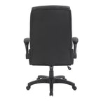 Sillón de oficina de respaldo medio - Negro, piel sintética, brazos abatibles, base de nailon de 5 radios