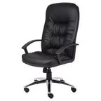 High Back LeatherPlus Chair Black - Boss Office Products: Ergonomic, Adjustable, Swivel, Casters/Wheels