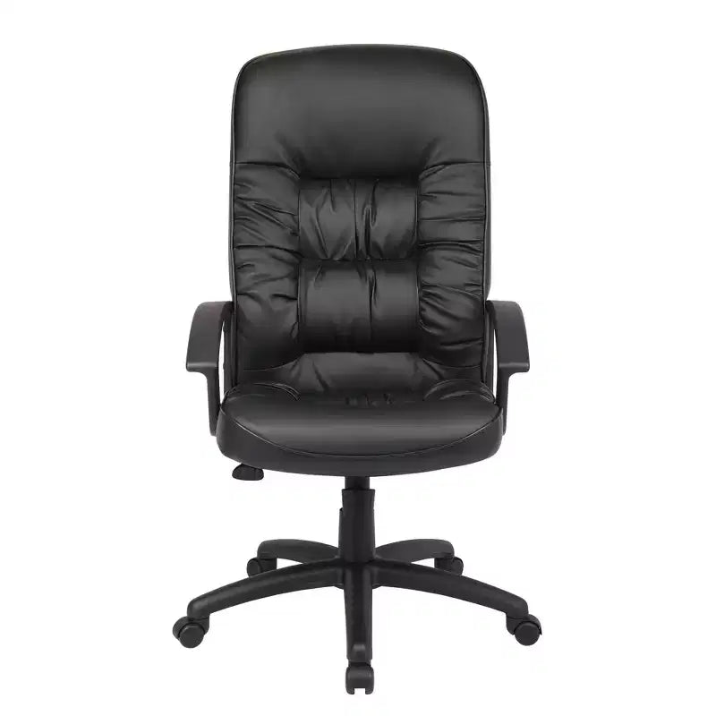 Sillón ergonómico de oficina de respaldo alto – Negro, Piel+PU, Inclinación con resorte, Elevador neumático