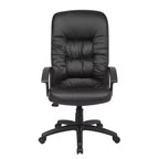 Sillón ergonómico de oficina de respaldo alto – Negro, Piel+PU, Inclinación con resorte, Elevador neumático