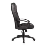 Sillón ergonómico de oficina de respaldo alto – Negro, Piel+PU, Inclinación con resorte, Elevador neumático