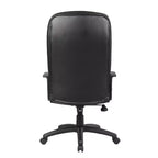 Sillón ergonómico de oficina de respaldo alto – Negro, Piel+PU, Inclinación con resorte, Elevador neumático