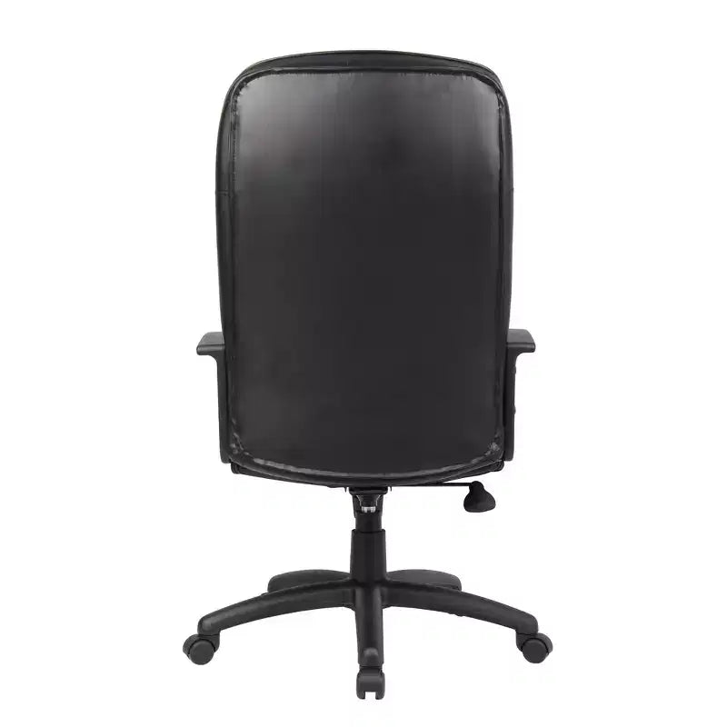 Sillón ergonómico de oficina de respaldo alto – Negro, Piel+PU, Inclinación con resorte, Elevador neumático