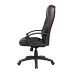 Sillón ergonómico de oficina de respaldo alto – Negro, Piel+PU, Inclinación con resorte, Elevador neumático