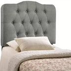 Cabecero tapizado individual – gris, con botones, estructura de aglomerado y contrachapado