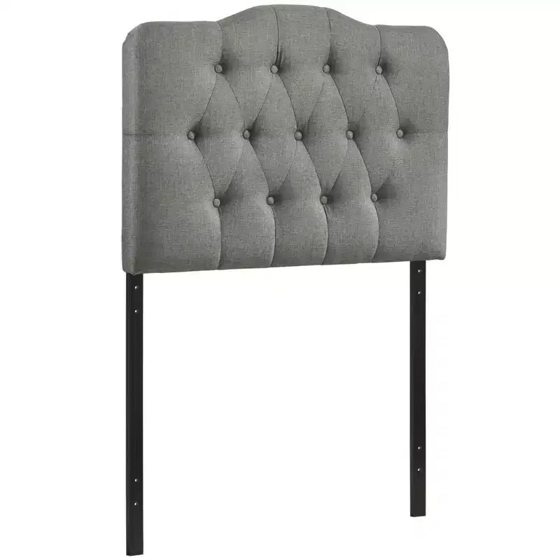 Cabecero tapizado individual – gris, con botones, estructura de aglomerado y contrachapado
