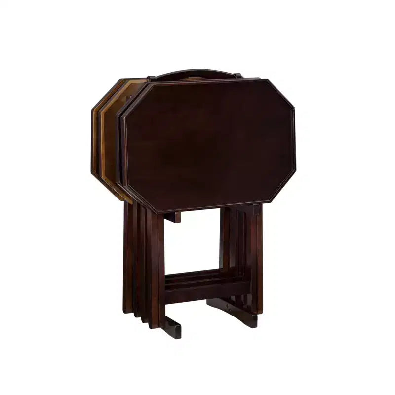 5pc Wallace Folding TV Snack Tray Tables Espresso - Powell