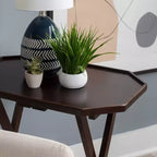Mesas auxiliares plegables de TV, Espresso Brown, Octogonales, Juego de 4