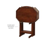 Mesas auxiliares plegables de TV, Espresso Brown, Octogonales, Juego de 4