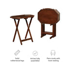 Mesas auxiliares plegables de TV, Espresso Brown, Octogonales, Juego de 4