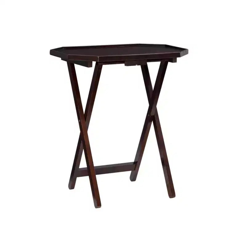 Mesas auxiliares plegables de TV, Espresso Brown, Octogonales, Juego de 4