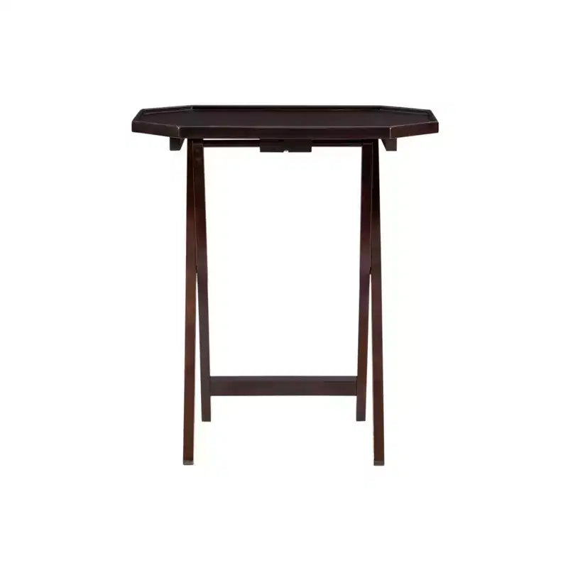 Mesas auxiliares plegables de TV, Espresso Brown, Octogonales, Juego de 4