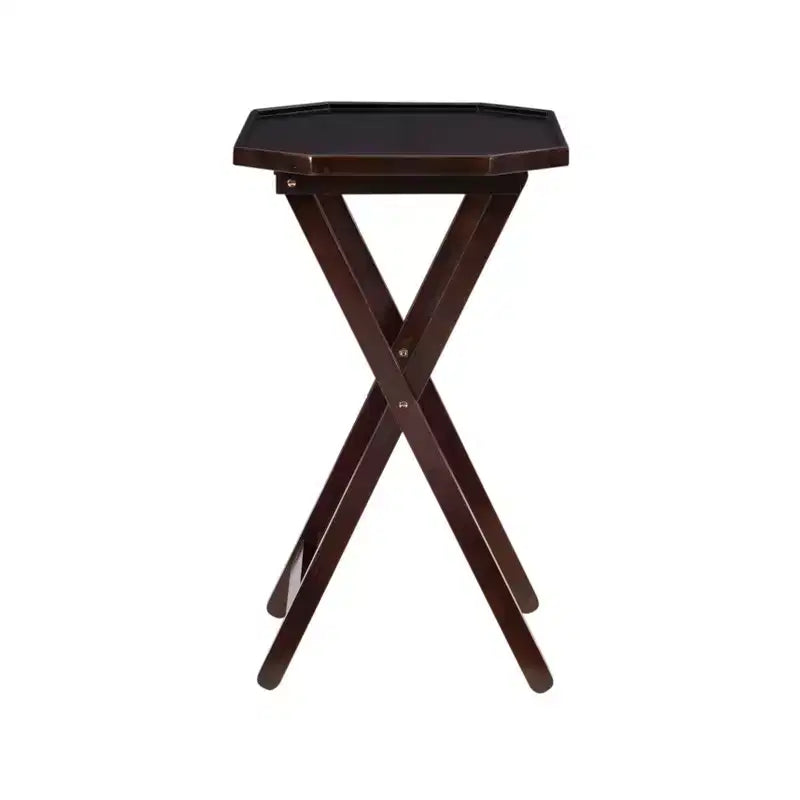 Mesas auxiliares plegables de TV, Espresso Brown, Octogonales, Juego de 4