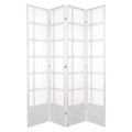 7 ft. Tall Double Cross Shoji Screen - White (4 Panels): Oriental Furniture, Hardwood Frame, Metal Hardware